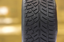 Close-up About Black Rubber Tyre For Car Model
