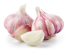 Garlic Closeup Isolated On White Background. With Clipping Path.