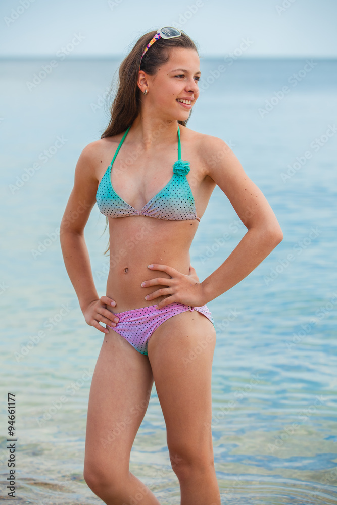 beach teens Happy teen girl having fun on a beach Stock Photo | Adobe Stock
