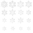 Set of vector snowflakes isolated on white background