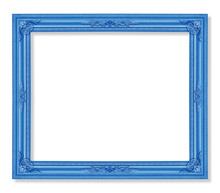 The Antique Blue Frame On The White Background