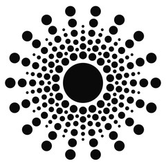 Poster - Dotted motif. Bursting, concentric circle element. Vector.