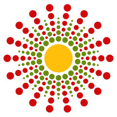 Poster - Dotted motif. Bursting, concentric circles element. Vector.