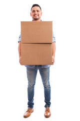 Wall Mural - Young man carrying some boxes