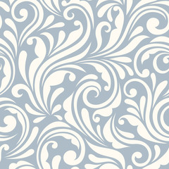 Wall Mural - vector vintage seamless blue and white floral pattern.