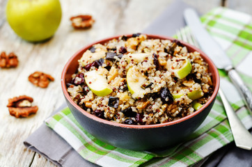 Eggplant quinoa apples dried cranberry salad