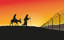 Weihnachtskarte Maria Und Joseph Flüchtlinge