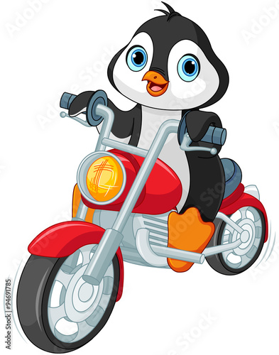 Nowoczesny obraz na płótnie Penguin Motorcyclist