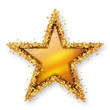 Stern Symbol mit goldenem Rahmen aus Sternchen und gelbem Topas-Stein und sanftem Schatten - Topas - Edelstein, Schmuck, Weihnachtsstern, Jubiläum, Dekoration