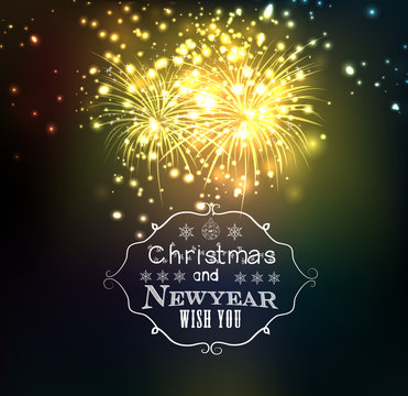 christmas and happy new year 2016 with firework