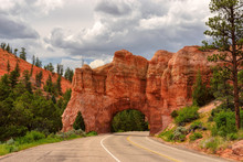 Red Arch Road Tunnel On The Way To Bryce Canyon