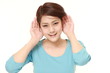 © jedi-master - young woman with hand behind ear listening closely