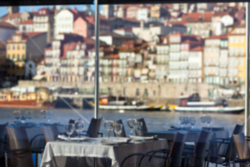 Canvas Print - Cozy Restaurant tables ready for service