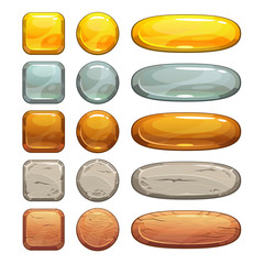 Metallic, stone and wooden buttons set