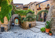 Idyllic Alley Way In Civita Di Bagnoregio, Lazio, Italy