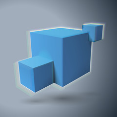 Aufkleber - Three 3D cubes logo with aberrations