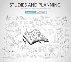 Poster - Studies and Planning concept with Doodle design style