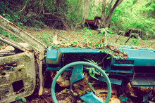 Abandoned Car In The Jungle