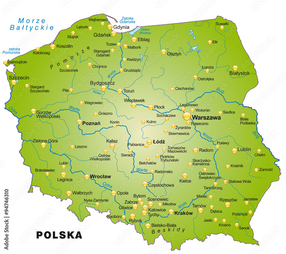 Karte von Polen - obrazy, fototapety, plakaty 