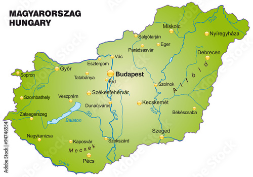 Canvas-taulu Karte von Ungarn