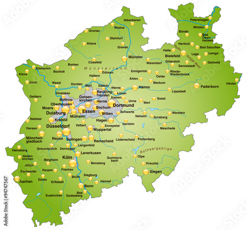 Vecteur Stock Karte von Nordrhein-Westfalen | Adobe Stock
