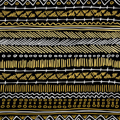 Wall Mural - gold boho seamless pattern retro tribal background