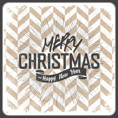 Poster - Merry Christmas Vintage Lettering with chevron background
