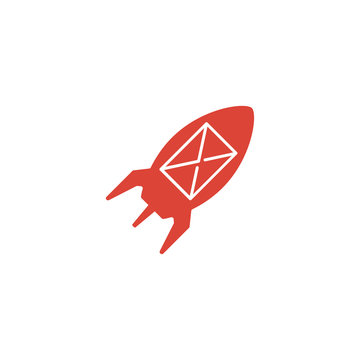 Illustration rocket with an icon.