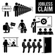 Jobless Claims Unemployment Benefits Stick Figure Pictogram Icons
