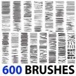 Very large collection or set of 600 artistic black paint brush strokes