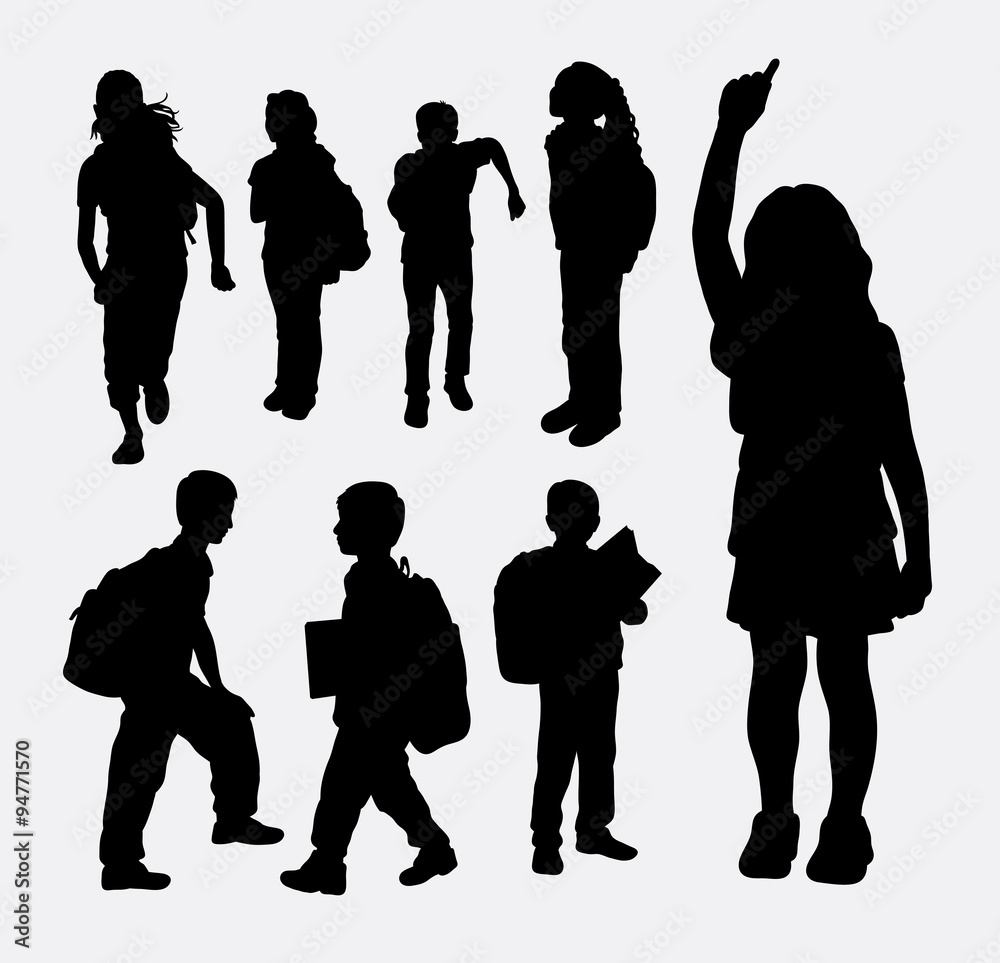 School girl and school boy activity silhouette. Good use for symbol, web  icon, logo, game element, mascot, or any design you want. Easy to use.  Stock Vector | Adobe Stock, image size:1000x963
