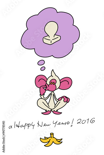 お餅が食べたい白い猿の年賀状16 Stock Vector Adobe Stock