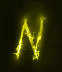 Wall Mural - Alphabet made of electric lighting, thunder storm effect. ABC