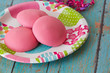 Pink Easter Cookies on a Springtime Plate