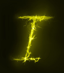 Wall Mural - Alphabet made of electric lighting, thunder storm effect. ABC