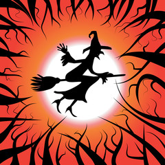 Wall Mural - Flying witch on the broom