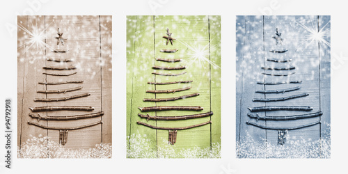 Fotografía Christmas trees made of wooden branches