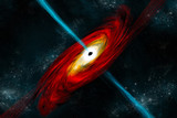 Fototapeta Pokój dzieciecy - A black hole in deep space pulls in matter