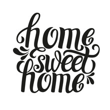 Hand Lettering Typography Poster 'Home Sweet Home'
