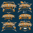 set of vintage sports all star crests with american football the