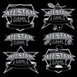 set of vintage sports all star crests with american football the