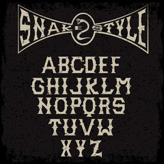 snake style gothic grunge alphabet