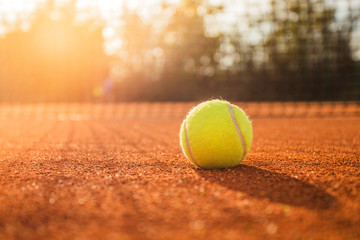 Wall Mural - Tennis ball on clay court