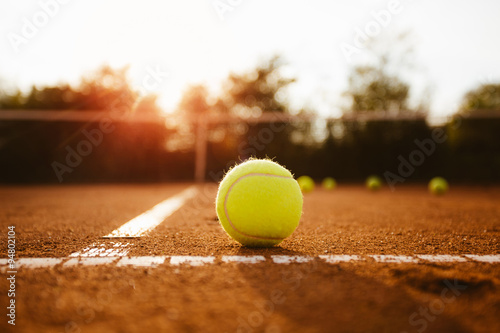 Cuadros en Lienzo Pelota de tenis en el interior de la caja de servicio