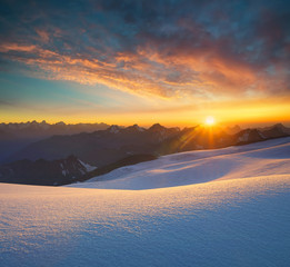 Wall Mural - high mountain during sunrise. beautiful natural landscape