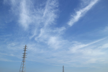 steel towers and the cloudy blue sky #3