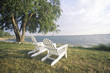 Two Adirondack chairs overlooking the Chesapeake Bay, MD