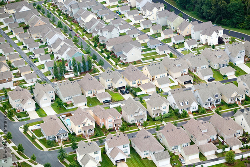 Fotografie, Obraz Aerial view of housing development in Charlotte, North Carolina