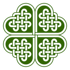 Wall Mural - Four-leaf clover shaped knot made of Celtic heart shape knots, vector illustration