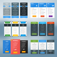 Wall Mural - set of vector pricing table design templates for websites and applications